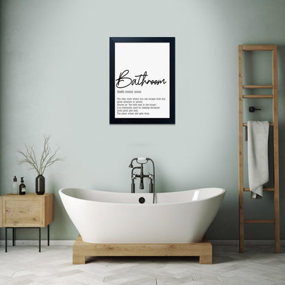 Regine Switzerland Black and White Bathroom Rules Print - Modern Framed Wall Art for Guest Toilet Decor