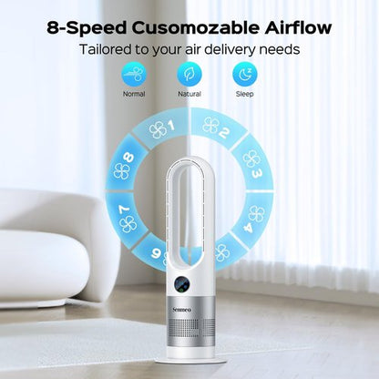 Bladeless Fan - 26" Tower Fan with Remote Control, 8 Speeds & 90° Oscillation | Quiet & Easy to Clean