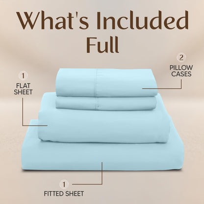 Utopia Bedding Full Size Sheet Set – 4 Piece Bed Sheets, Soft and Breathable Microfiber, Includes 1 Fitted Sheet, 1 Flat Sheet and 2 Pillowcases – Oeko Tex (Ice Blue)