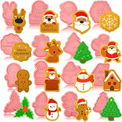 Christmas Cookie Cutters Set - 16 Plastic Baking Shapes for Holiday Cookies