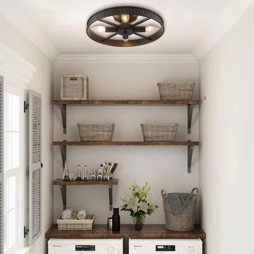 KJLARS Ceiling Light Fixture Flush Mount Ceiling Lamp Black Farmhouse Chandelier Industrial Rustic Light fixtures Pendant Lighting 4-Light E12 Kitchen Lighting