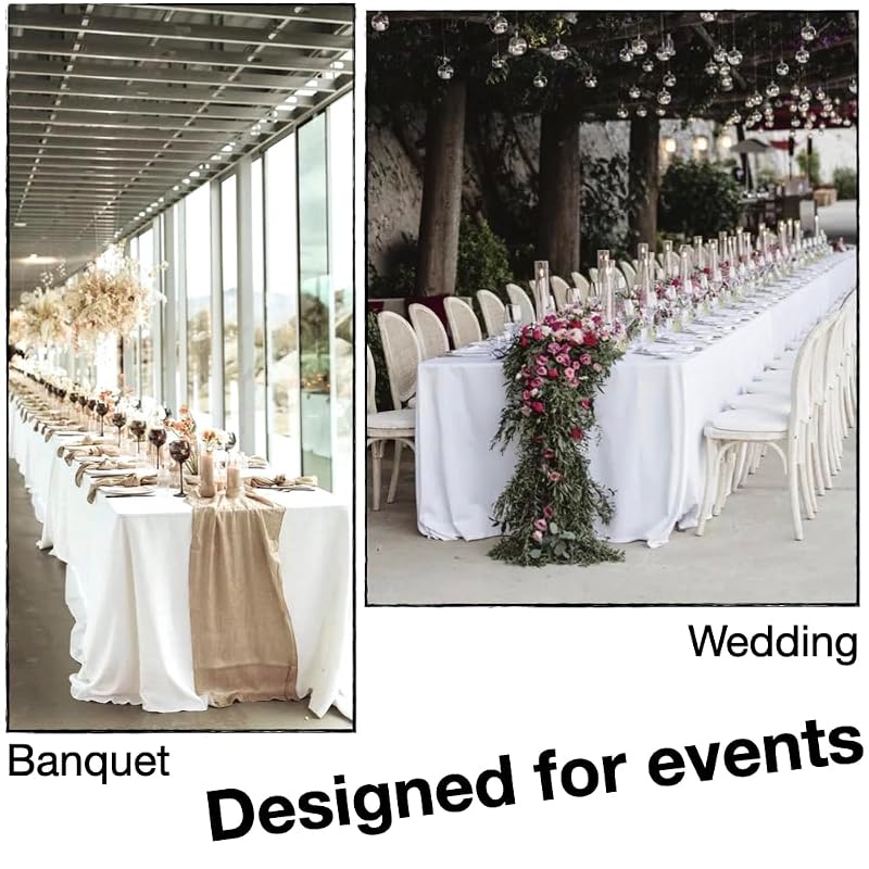 Extra Large White Tablecloth 90x156 in - 2 Pack for 8+ ft Rectangular Tables, Urby Variation: White+156" x 90"