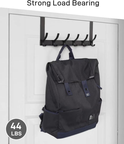 Optish Over The Door Hooks - 12 Coat Hook Towel Rack for Bathroom | Black, 1 Pack Dorm Essentials