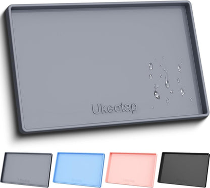 Ukeetap Extra Thick Silicone Mat - Waterproof Under Sink Mat | 34" x 22" for Kitchen & Bathroom Protection - Gray