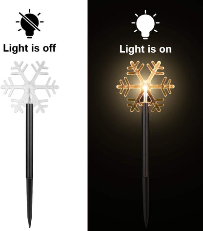 Uonlytech Christmas Snowflake Garden Lights - 5 Pack Battery Operated Waterproof Decor for Patio & Yard