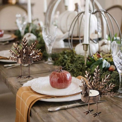 FORUP Metal Turkey Tea Light Candle Holders - 6 Pack for Thanksgiving Table Decor
