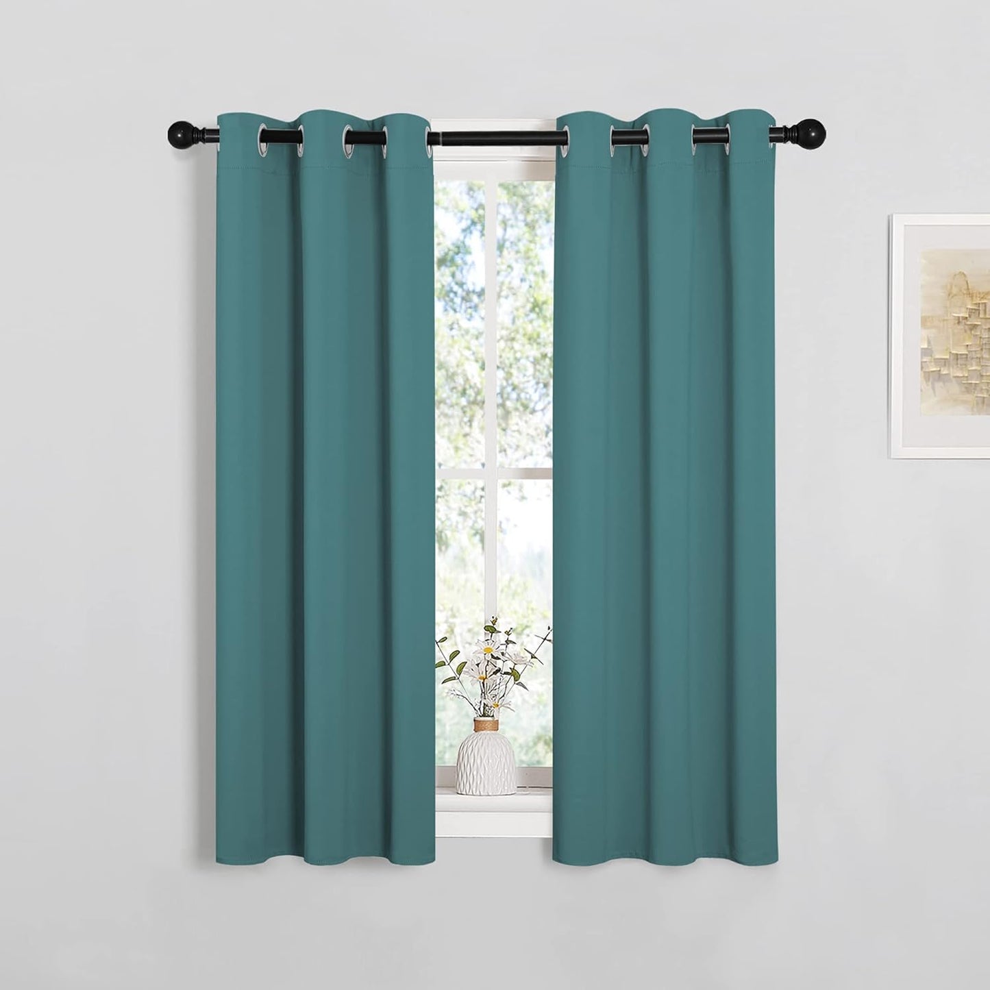 NICETOWN Blackout Curtain Panels - Thermal Insulated Draperies in Sea Teal | 29 x 45 Inches, One Pair