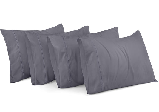 Utopia Bedding King Pillow Cases - Pack of 4 - Envelope Closure - Soft Brushed Microfiber Fabric - Shrinkage and Fade Resistant Pillow Covers King Size 20 X 40 Inches (Grey)