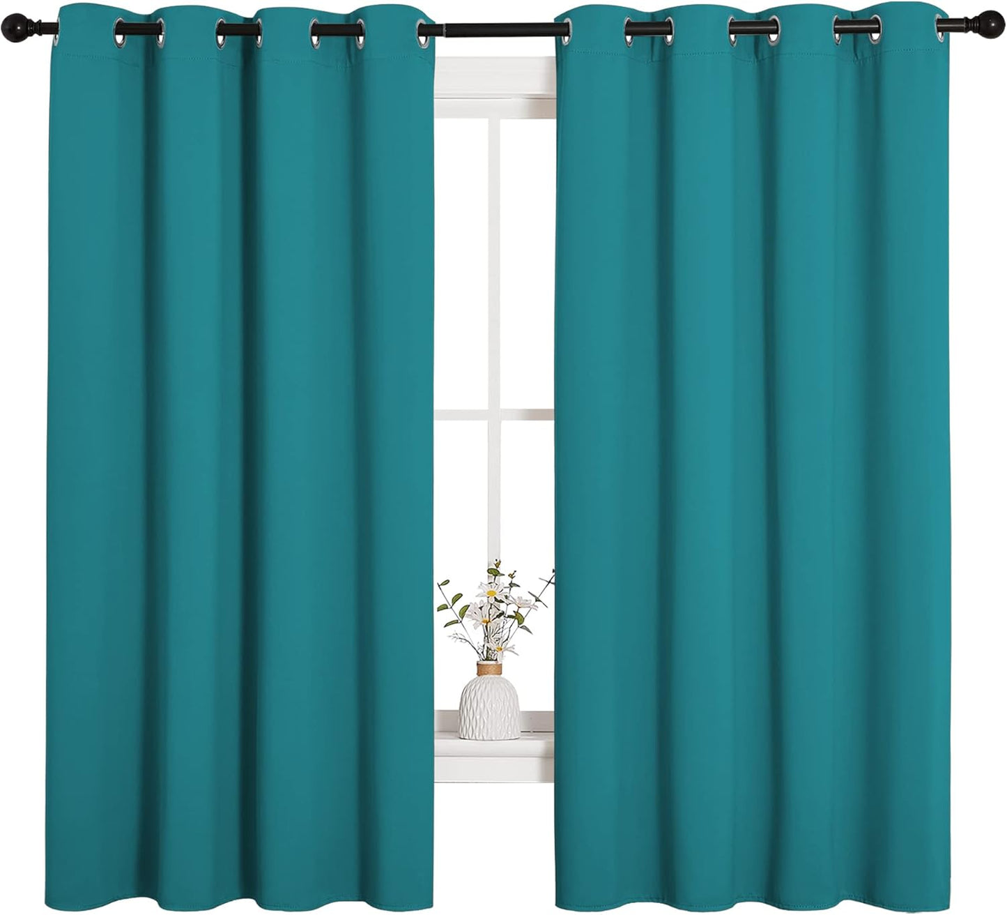 NICETOWN Blackout Curtains - Thermal Insulated Grommet Room Darkening Panels | 68 Inch Length, Peacock Teal (2 Pieces)
