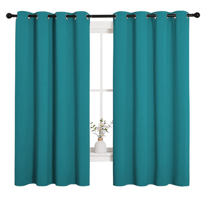 NICETOWN Room Darkening Curtains 68 inch Length 2 Panels, Thermal Insulated Grommet Blackout Curtains for Modern Casual Elegant Bedroom Kids Room Theme Decoration (Peacock Teal, 2 Pieces, W55)