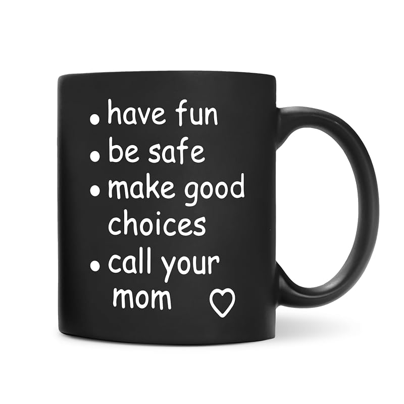 Black 11 Oz Funny Call Your Mom Coffee Mug – Ceramic Gag Gift for College Freshmen, Graduation