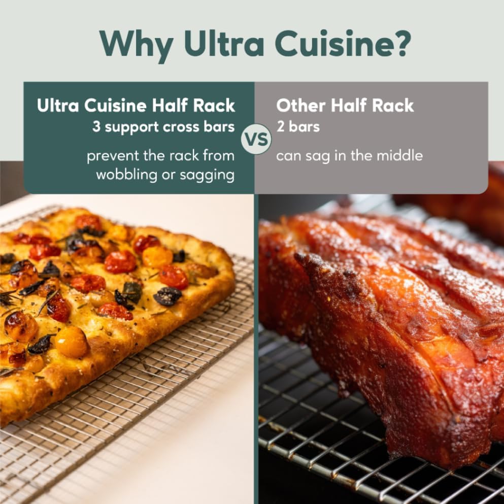 Ultra Cuisine Stainless Steel Cooling & Baking Rack Set - Heavy Duty, Oven & Dishwasher Safe - 11.5 x 16.5 Inch, Set of 2