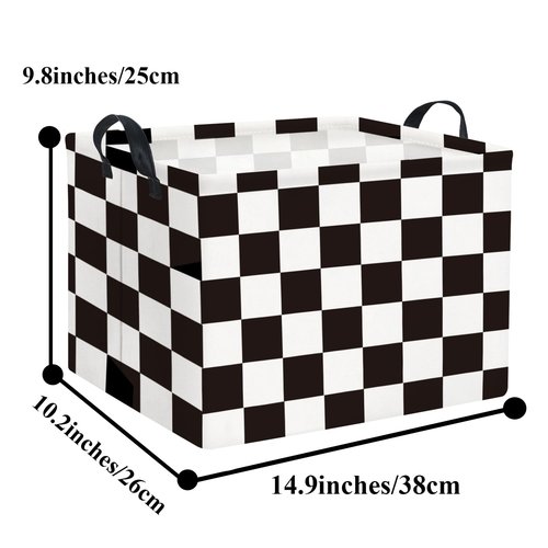 HIYAGON Rectangular Car Basket for Boys Checkered Basket Kids Baby Storage Bin Toy Organizer Box Car Room Decor(Racing Flag)