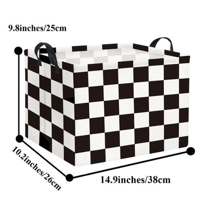 HIYAGON Rectangular Car Basket for Boys Checkered Basket Kids Baby Storage Bin Toy Organizer Box Car Room Decor(Racing Flag)
