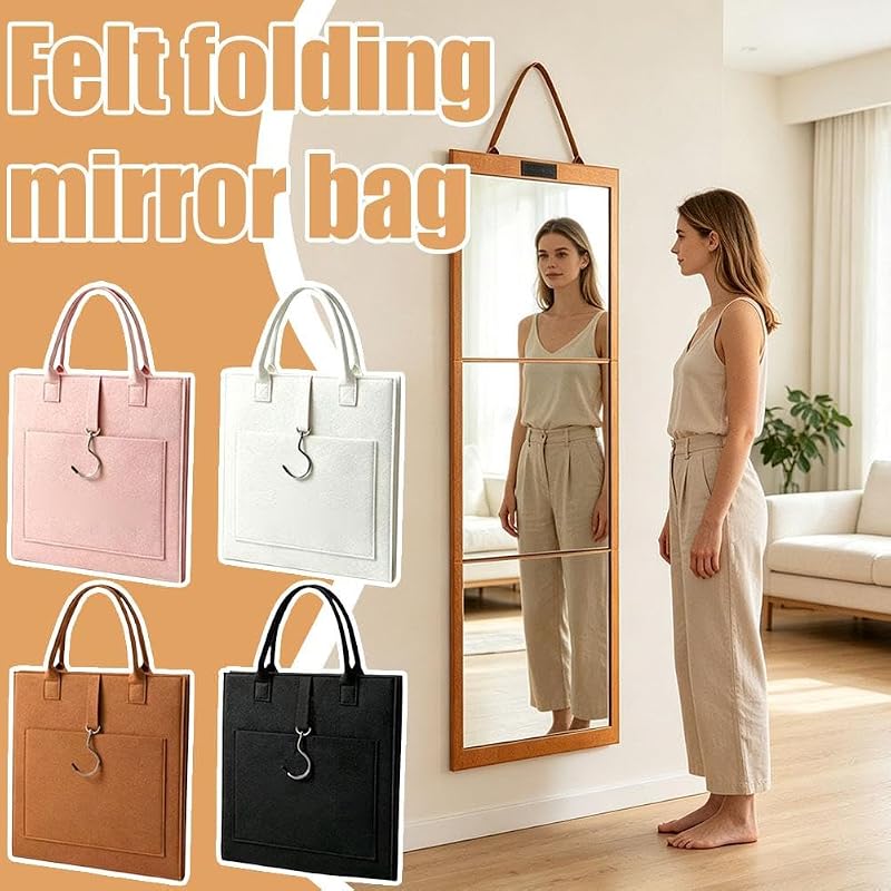 Foldable Full-Length Mirror 180cm - White, with 12" x 12" Variation Included