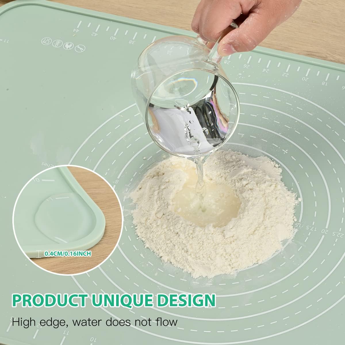 Skiennix Silicone Pastry Mat - Extra Thick Non-Stick Baking Mat | 24" x 16" Food Grade Dough Roller