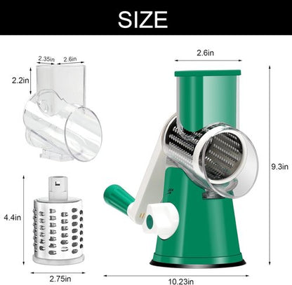 Cambom Rotary Cheese Grater - Hand Crank Shredder for Fresh Cheese & Vegetables | Non-Slip Base, Deep Green
