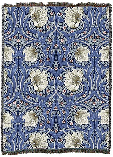 X-Large Sterling Cotton William Morris Pimpernel Blanket - Arts & Crafts Woven Throw