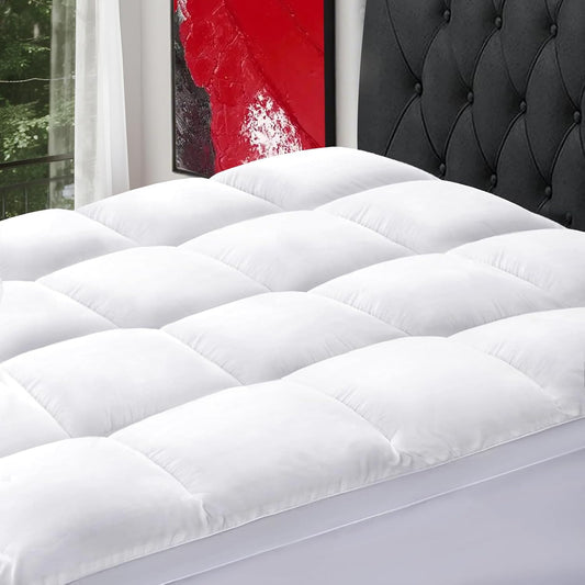 SOPAT Queen Size Mattress Topper - Extra Thick Pillow Top with Soft Down Alternative Fill | Deep Pocket Design (60x80 in, White)