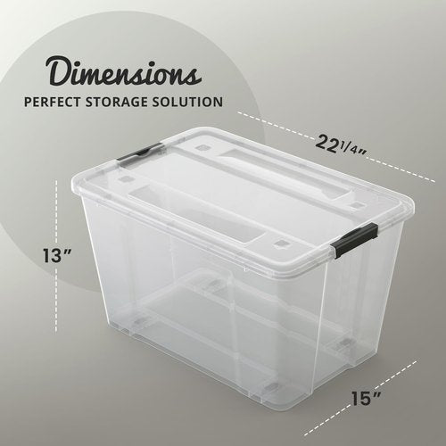 Lifetime Appliance Parts 54 Qt. Stackable Plastic Storage Bin Tote - Ultra Durable Lid & Secure Latching Buckles