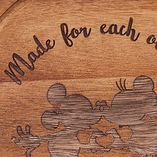 PICNIC TIME Disney Mickey Mouse & Minnie Mouse Acacia Brie Cheese Board and Knife Set, Charcuterie Board Set, Wood Cutting Board, (Acacia Wood)