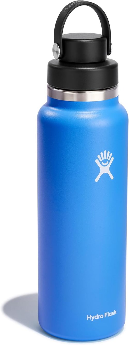 Hydro Flask Water Bottle - Insulated Stainless Steel with Wide Mouth Flex Chug Lid | 40 Oz Cascade Blue