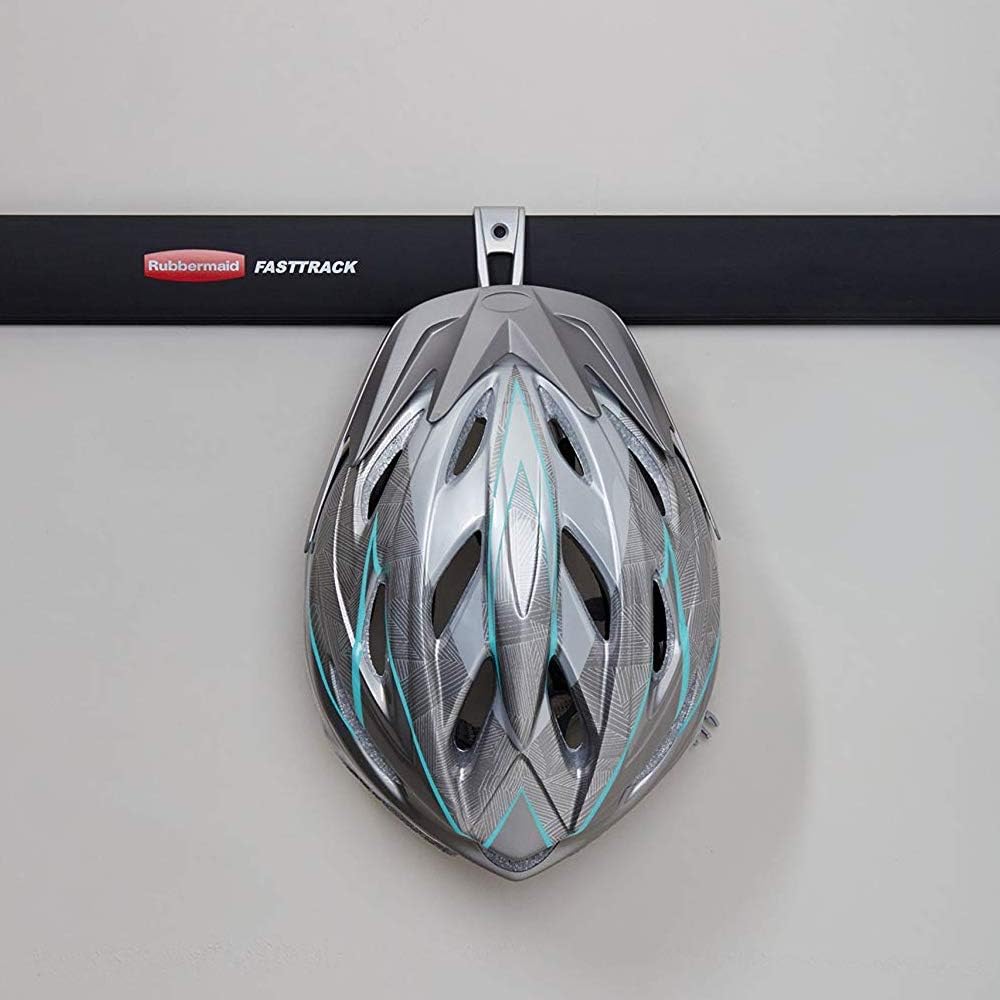 Rubbermaid FastTrack Garage Hook Organizers - Powder Coated Metallic for Ladders, Tools & Bikes (4 Pack)