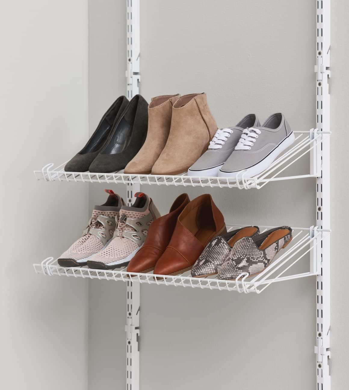 Rubbermaid Customizable Wall Mount Shoe Shelf - White | Ideal for Home Organization & Closet Storage