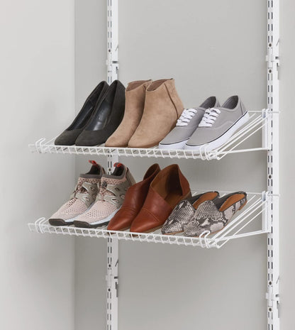 Rubbermaid Customizable Wall Mount Shoe Shelf - White | Ideal for Home Organization & Closet Storage