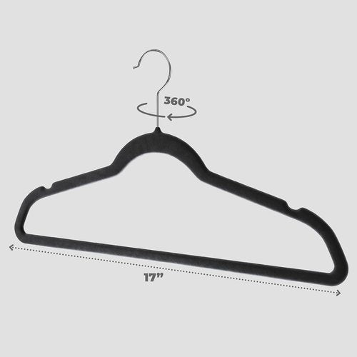 Home-it Premium Velvet Hangers - Heavy Duty Non-Slip Black Suit Hangers | 50 Pack with 360° Swivel Hook