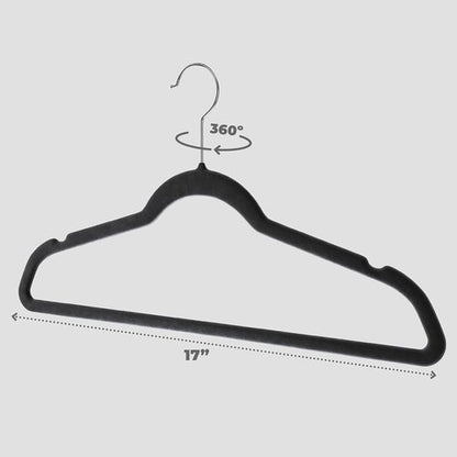 Home-it Premium Velvet Hangers - Heavy Duty Non-Slip Black Suit Hangers | 50 Pack with 360° Swivel Hook