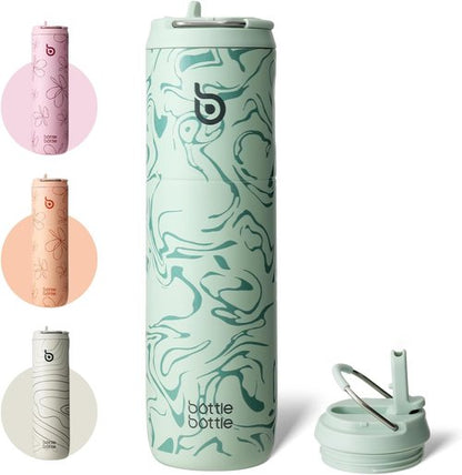 BOTTLE BOTTLE Insulated 24oz Water Bottle - Straw Lid & Handle | Stainless Steel, Leak-Proof, BPA-Free
