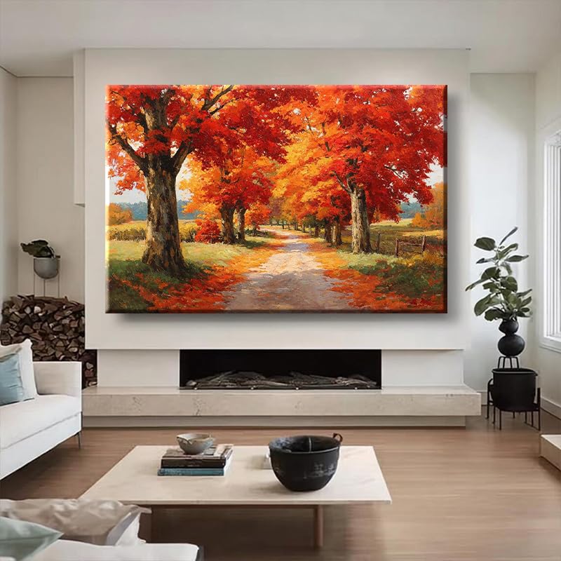 EverLasting Strokes Autumn Maple Tree Wall Art Canvas - 20x30in Fall Landscape