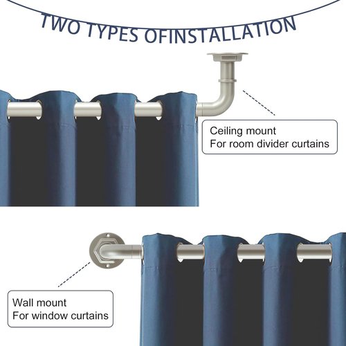 Byondeth Curtain Rods - Adjustable Blackout Wrap Around Design | 16 to 144 Inches, Brushed Nickel Finish