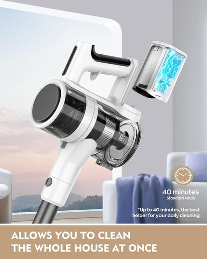 Comvtu Cordless Vacuum Cleaner - 80,000PRM Powerful Motor | 35 Min Runtime, 2 Modes, Detachable Parts - Onion White