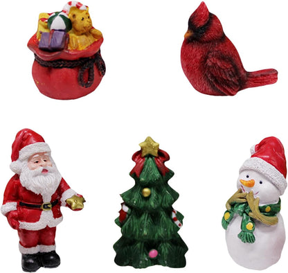 Skiennix Christmas Miniature Figurines - Small Resin Santa Claus Ornaments for Holiday Decor | Perfect for Winter Celebrations