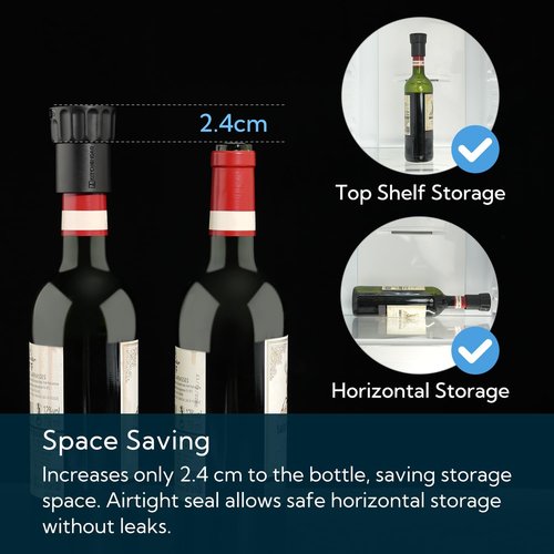 KITCHENDAO Magnetic Wine Stopper, Double-Layer Secure Seal with Date Marker, Twist -Lock Design Reusable Wine Bottle Stopper Sealer, Fits Most Wine Bottles Including Screw Top, Set of 2