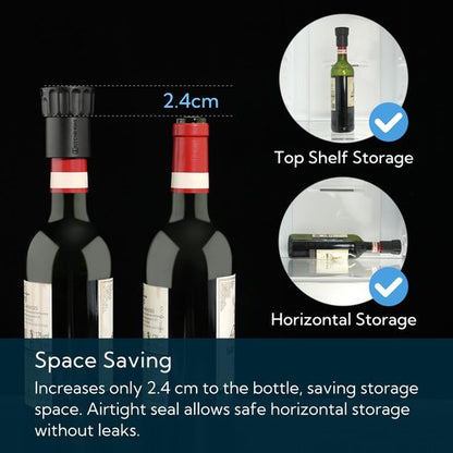 KITCHENDAO Magnetic Wine Stopper, Double-Layer Secure Seal with Date Marker, Twist -Lock Design Reusable Wine Bottle Stopper Sealer, Fits Most Wine Bottles Including Screw Top, Set of 2