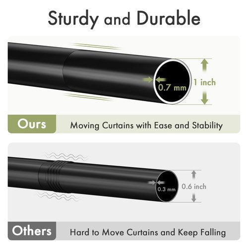 AmazerBath Spring Tension Shower Curtain Rod, 31-75 Inches Heavy Duty Tension Rod Rust Proof Bathroom Curtain Rod, Adjustable No Drill Easy Segmented Installation, Black