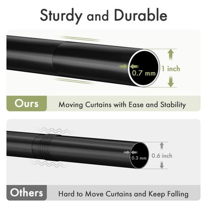 AmazerBath Spring Tension Shower Curtain Rod, 31-75 Inches Heavy Duty Tension Rod Rust Proof Bathroom Curtain Rod, Adjustable No Drill Easy Segmented Installation, Black