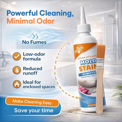 Mold Stain Remover Gel Cleaner Heavy Duty for Front Loader Washing Machine Seal, Bathroom Grout, Shower, Caulk