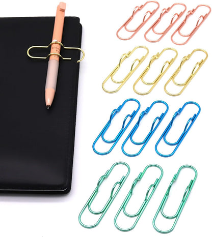12-Pack Pen Holder Clips by [Brand Name] - Versatile Loop Holders for Notebooks & Journals | 3 Gold, 3 Rose Gold, 3 Blue, 3 Green