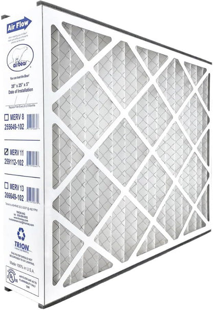 Trion Air Bear Pleated Air Filter - MERV 11 | 20” x 25” x 5” (2-Pack) for Superior Air Quality