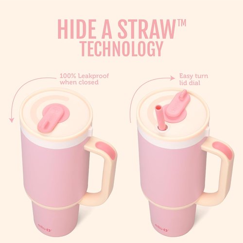Ello Oasis 40 oz Tumbler - Insulated Stainless Steel Cup with Handle & Straw | 100% Leakproof, Keeps Drinks Cold for 20 Hours, Sunrise Glow