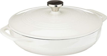 Lodge Enameled Cast Iron Casserole | 3.6 Quart Round with Lid & Dual Handles | Oven Safe to 500°F | Oyster White