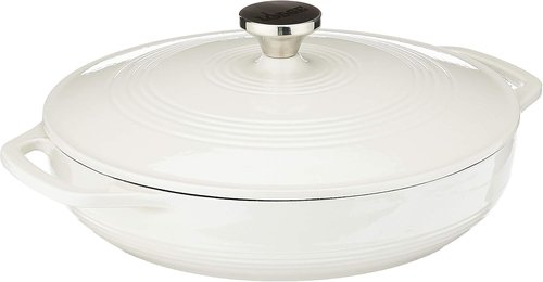 Lodge Enameled Cast Iron Casserole | 3.6 Quart Round with Lid & Dual Handles | Oven Safe to 500°F | Oyster White