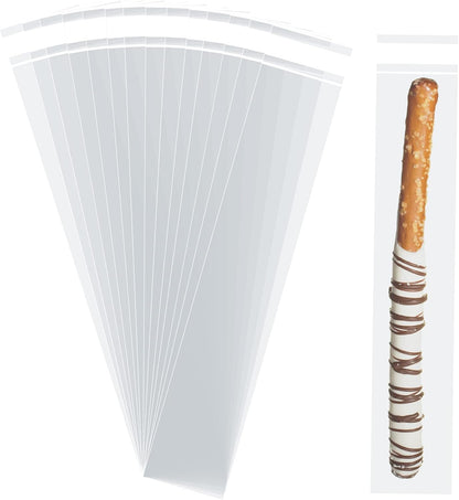 Morepack Self-Sealing Cellophane Bags - 100 Clear 2x10 Inch Resealable Bags for Candy & Treats
