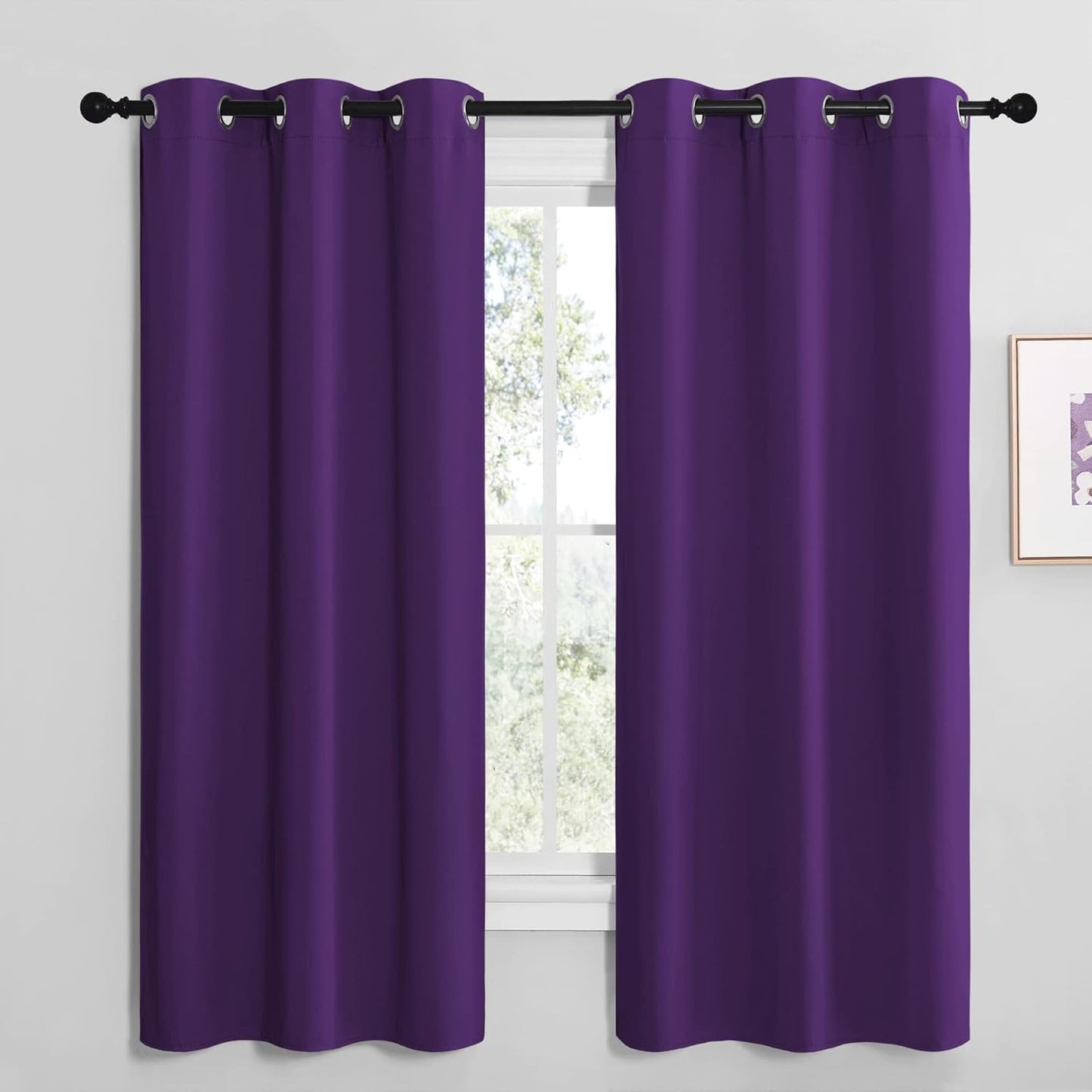 NICETOWN Blackout Curtains - Thermal Insulated Solid Ring Top Drapes for Bedroom | Set of 2, 42 x 68 Inch, Royal Purple