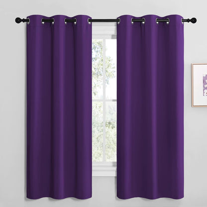 NICETOWN Blackout Curtains - Thermal Insulated Solid Ring Top Drapes for Bedroom | Set of 2, 42 x 68 Inch, Royal Purple