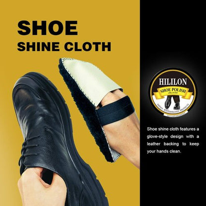 HILILON Black Shoe Polish Paste for Leather Shoes & Boots, Premium High-Gloss Shine, UV Protection, Includes Wool Cloth, 1.75oz (50ml)